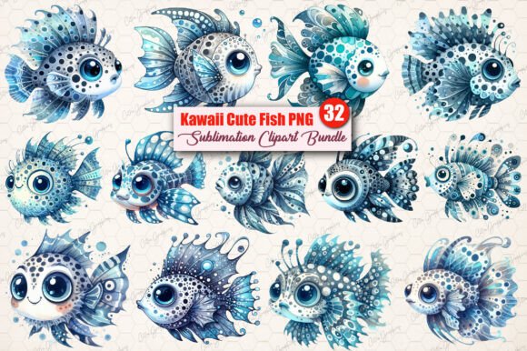 Download Watercolor Kawaii Cute Fish Clipart - Watercolor Collection