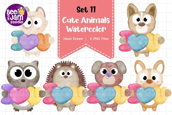 Download Cute Watercolor Animal Designs, PNG File - Watercolor Collection