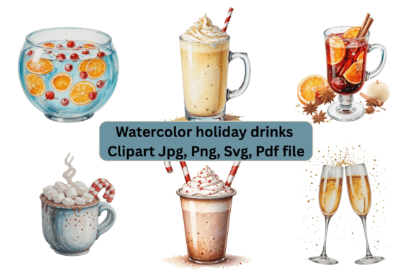 Download Watercolor Holiday Drinks Clipart - Watercolor Collection