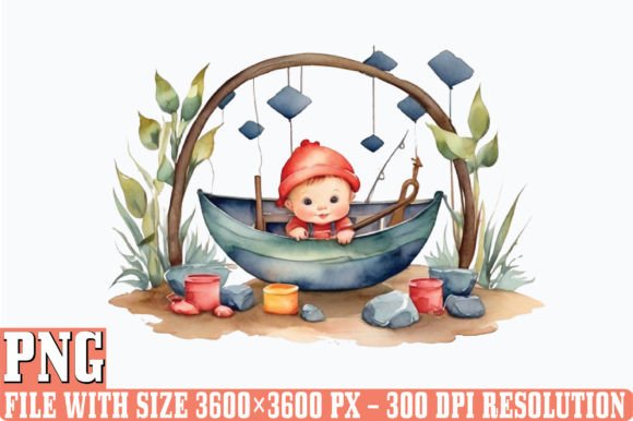 Download Watercolor Fishing Baby Clipart Sublimat - Watercolor Collection