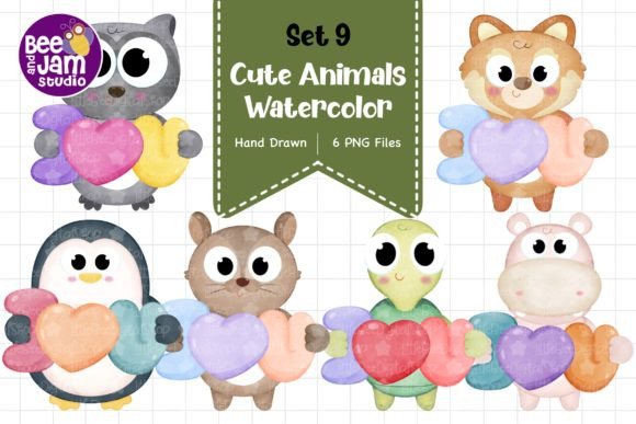 Download Cute Watercolor Animal Designs, PNG File - Watercolor Collection