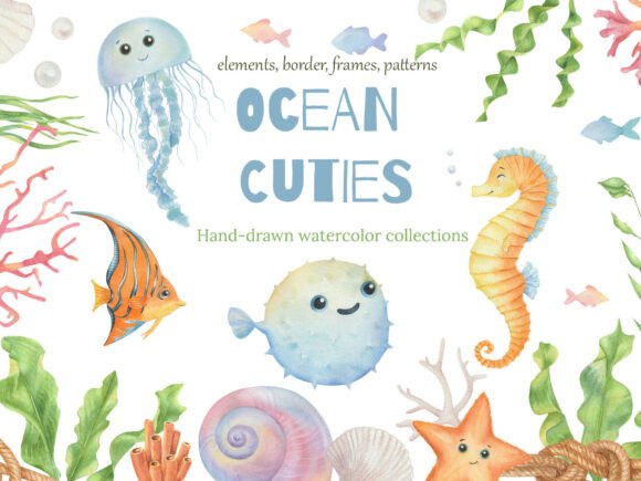 Download Watercolor Ocean Cuties Collection - Watercolor Collection