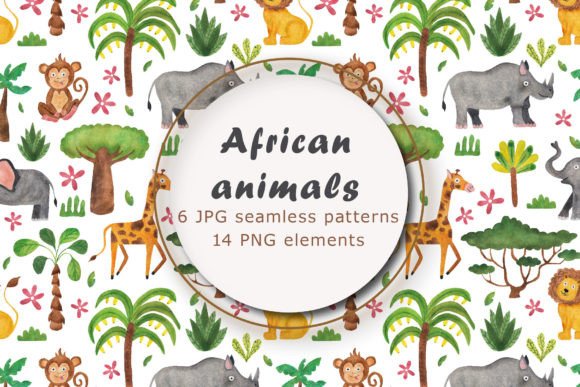 Download African Animals, Watercolor Digital Pape - Watercolor Collection