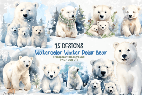 Download Watercolor Polar Bear PNG Clipart - Watercolor Collection