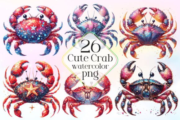 Download Watercolor Cute Crab Sublimation Clipart - Watercolor Collection