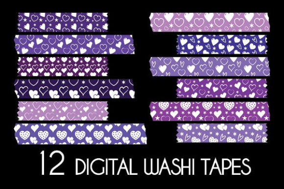 Download Purple Hearts Washi Tapes Patterns - Pattern Collection