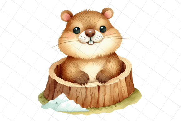 Download Watercolor Happy Groundhog Day Clipart - Watercolor Collection