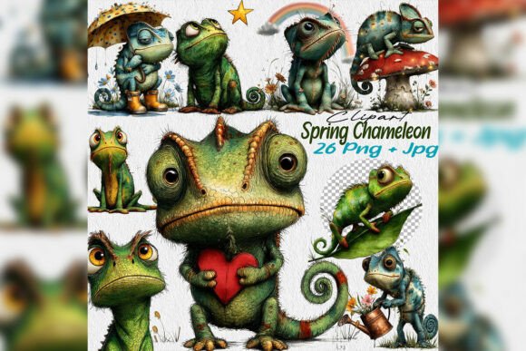 Download Watercolor Easter Chameleon Clipart - Watercolor Collection