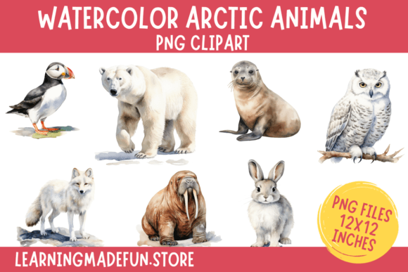Download Watercolor Arctic Animals Clipart PNG - Watercolor Collection