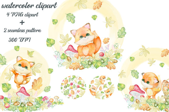 Download Watercolor Clipart. Cute Fox Clip Art, - Watercolor Collection