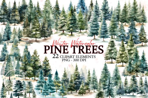Download Winter Pine Trees Christmas Watercolor - Watercolor Collection