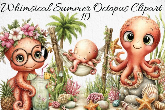 Download Whimsical Summer Octopus Clipart - Octopus clipart Collection
