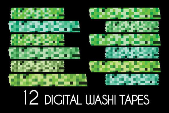 Download Green Pixelated Washi Tapes Patterns - Pattern Collection