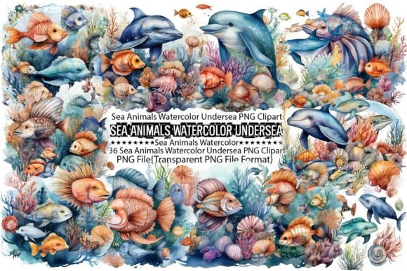 Download Sea Animals Watercolor Undersea PNG - Watercolor Collection