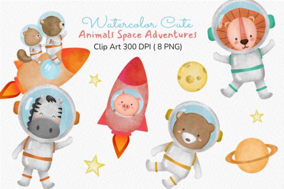 Download Watercolor Woodland Animal Astronaut Set - Watercolor Collection