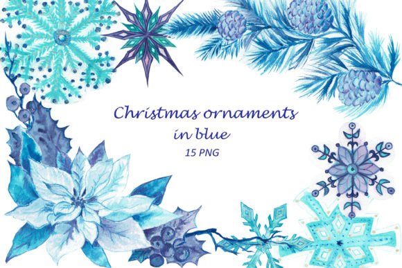 Download Blue Christmas Watercolor Clipart, PNG - Watercolor Collection