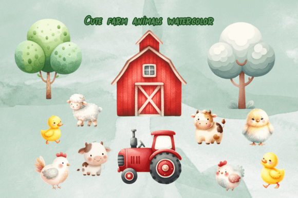 Download Cute Farm Animals Watercolor - Watercolor Collection