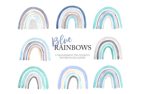 Download Watercolor Blue Baby Boy Rainbow Clipart - Watercolor Collection