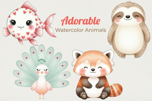 Download Cute Watercolor Animal Clipart - Watercolor Collection
