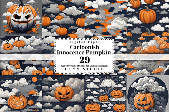 Download Cartoonish Innocence Pumpkin in Clouds - Premium Resources