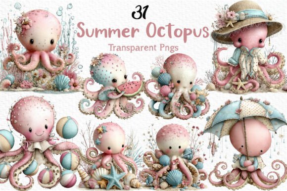 Download Whimsical Summer Octopus Clipart PNG - Octopus clipart Collection