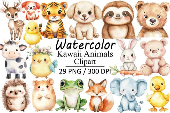 Download Watercolor Kawaii Animals - Watercolor Collection