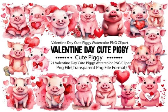 Download Valentine Day Cute Piggy Watercolor PNG - Watercolor Collection
