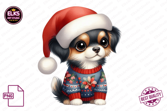 Download Watercolor Christmas Puppies Clipart - Watercolor Collection