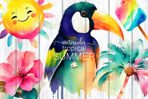 Download Watercolor Tropical Summer Illustrations - Watercolor Collection