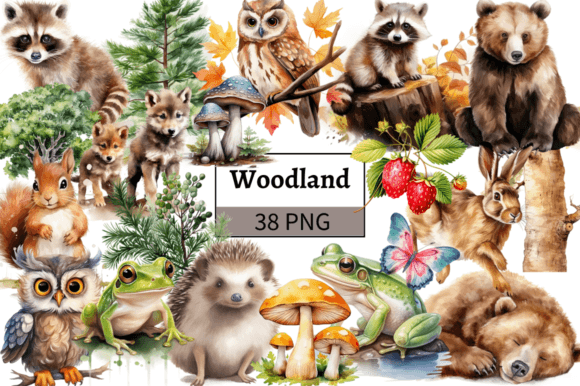 Download Watercolor Woodland Animals Clipart PNG - Watercolor Collection