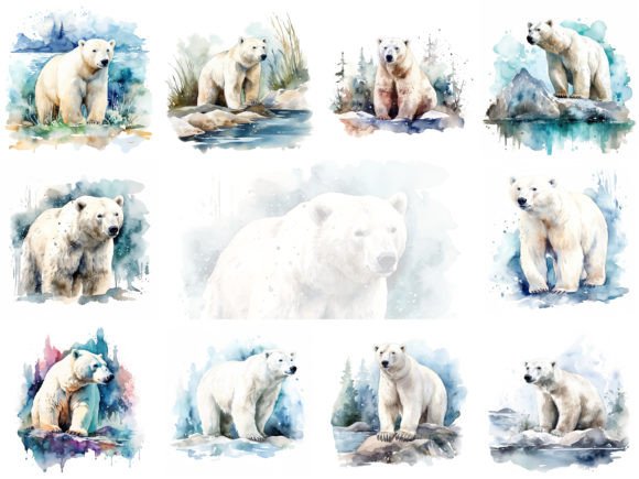 Download Polar Bear Watercolor Illustrations - Watercolor Collection
