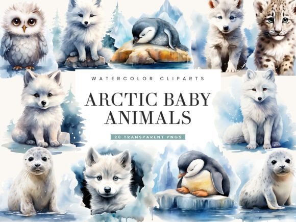 Download Watercolor Arctic Baby Animal Clipart - Watercolor Collection