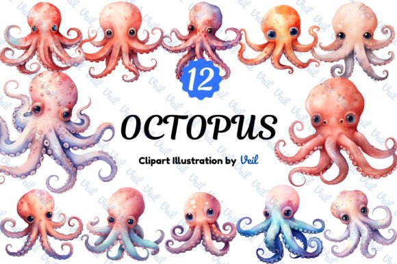 Download Octopus Clipart Watercolor Bundle - Octopus clipart Collection
