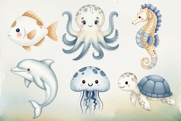 Download Undersea Watercolor Animals Clipart - Watercolor Collection
