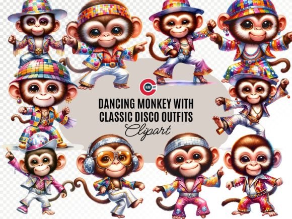 Download Dancing Monkey with Classic Disco Outfit - Monkey Collection