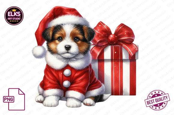 Download Watercolor Christmas Puppies Clipart - Watercolor Collection