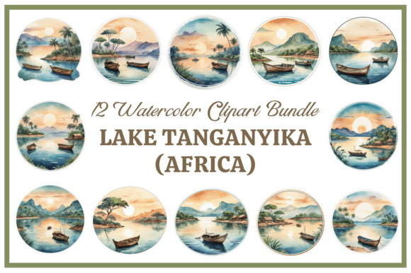 Download Lake Tanganyika Watercolor Clipart Pack - Watercolor Collection