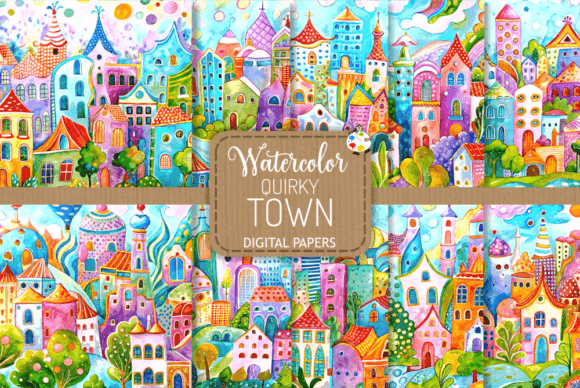 Download Quirky Town - Whimsical Watercolor Art - Watercolor Collection