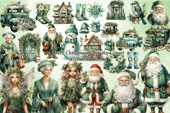 Download Green Christmas Watercolor Clipart Png - Watercolor Collection