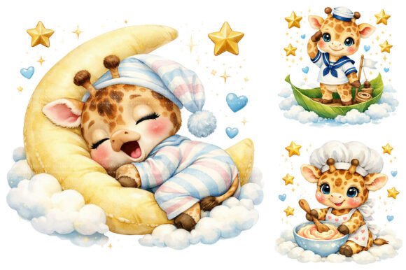 Download Cute Baby Giraffe Watercolor Nursery PNG - Watercolor Collection