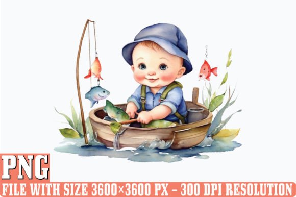 Download Watercolor Fishing Baby Clipart Sublimat - Watercolor Collection