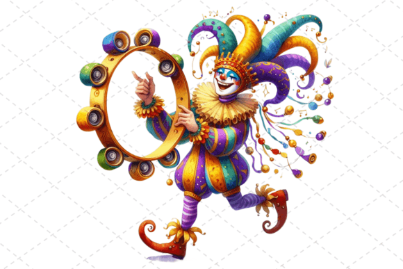 Download Watercolor Mardi Gras Jester Clipart PNG - Watercolor Collection