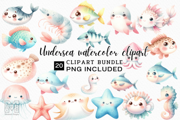 Download Cute Sea Animals Watercolor Clipart - Watercolor Collection