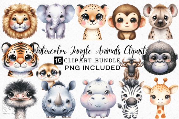 Download Watercolor Jungle Animals Clipart - Watercolor Collection