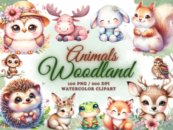 Download Watercolor Cute Woodland Animals Clipart - Watercolor Collection