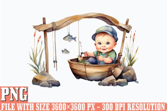 Download Watercolor Fishing Baby Clipart Sublimat - Watercolor Collection