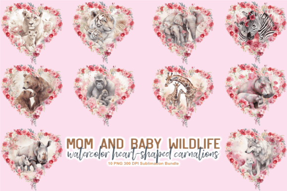 Download Watercolor Mom and Baby Wildlife Wreath - Watercolor Collection