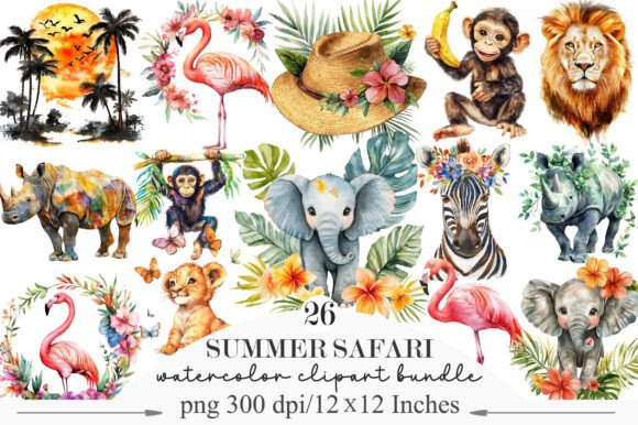 Download Watercolor African Summer Safari Clipart - Watercolor Collection
