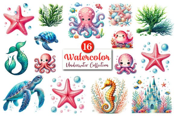 Download Underwater Watercolor Collection PNG - Watercolor Collection