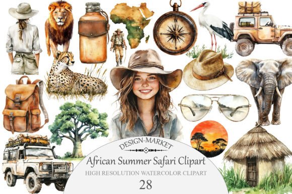 Download Watercolor African Summer Safari Clipart - Watercolor Collection